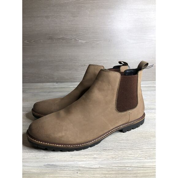 COLE HAAN CHELSEA BOOTS MENS SIZE 12 M BROWN LEATHER SEUDE SLIP ON MIDLAND LUG